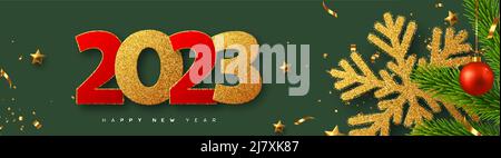 Banner felice anno nuovo 2023. Illustrazione Vettoriale