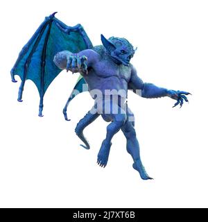 gargoyle sta atterrando, illustrazione 3d Foto Stock