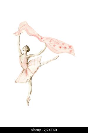 Ballerina acquerello in rosa Foto Stock