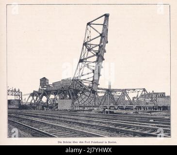 il ponte sul canale fort point a boston 1900th Foto Stock
