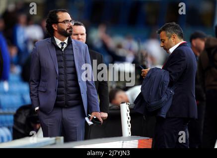 Il presidente del Leeds United Andrea Radrizzani e direttore del calcio Victor Orta durante la partita della Premier League a Elland Road, Leeds. Data foto: Mercoledì 11 maggio 2022. Foto Stock