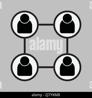 Vettore di flusso di lavoro della rete quadrata delle persone Illustrazione Vettoriale
