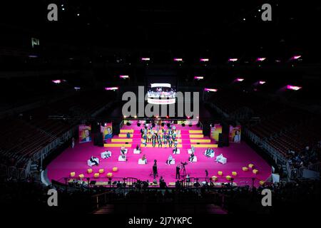 Duesseldorf, Germania. 11th maggio 2022. Vista della sala alla conferenza straordinaria della festa di stato dell'FDP nel PSD Bank Dome. Credit: Rolf Vennenbernd/dpa/Alamy Live News Foto Stock