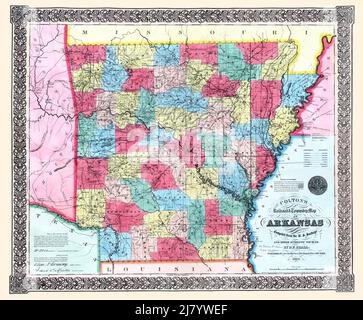 Mappa ferroviaria e cittadina di Colton dell'Arkansas Foto Stock