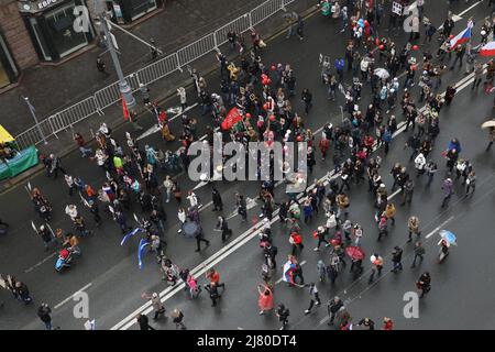 Foto del 'reggimento eterno', che memorizza i caduti durante la seconda guerra mondiale (Grande Guerra Patriottica) il giorno della Vittoria il 9 maggio a Mosca, Russia Foto Stock