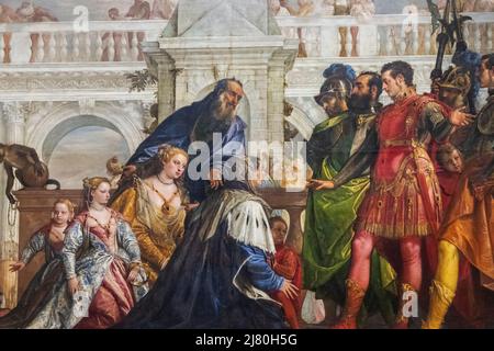 Dipinto intitolato "la Famiglia di Dariio prima di Alessandro" dell'artista italiano Paolo Veronese datato 1565 Foto Stock