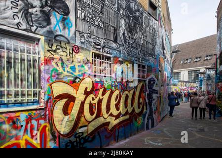 Grafitti su un muro a Gand, Belgio, Europa Foto Stock