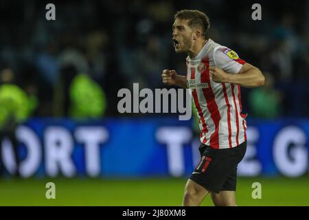 SHEFFIELD, REGNO UNITO. MAGGIO 9th Lynden Gooch di Sunderland festeggia dopo la Sky Bet League 1 Gioca fuori semifinale 2nd tappa tra Sheffield Mercoledì e Sunderland a Hillsborough, Sheffield Lunedi 9th maggio 2022. (Credit: Mark Fletcher | MI News) Credit: MI News & Sport /Alamy Live News Foto Stock