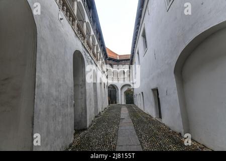 Castello di Varaždin, vista dell'interno. Croazia Foto Stock