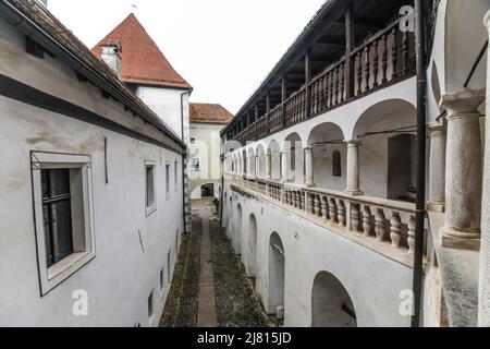 Castello di Varaždin, vista dell'interno. Croazia Foto Stock