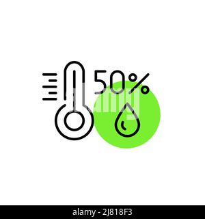 Controllo intelligente della temperatura e dell'umidità dell'agricoltura. Icone tratto modificabili pixel Perfect. Illustrazione Vettoriale
