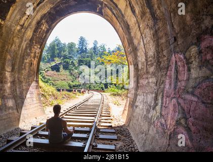 Tunnel a Demodara, Ella, ferrovie in Sri Lanka Foto Stock