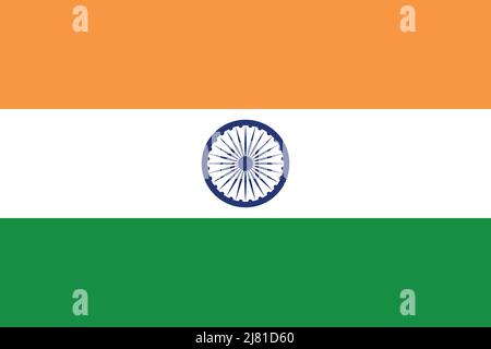 Bandiera dell'India. Simbolo nazionale indiano in colori ufficiali. Icona modello. Sfondo vettoriale astratto Illustrazione Vettoriale