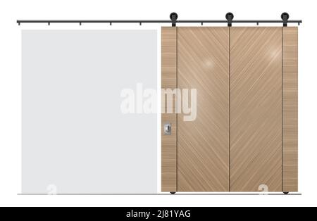 Grande divisorio porta scorrevole in legno in stile loft Illustrazione Vettoriale