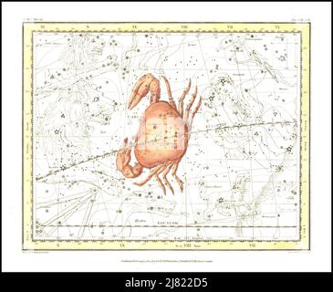 Alexander Jamieson - Cancer the Crab - piatto 11 da un atlante celeste comprendente una visualizzazione sistematica dei cieli - 1822 Foto Stock