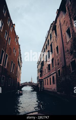 Veduta della Chiesa di San Giorgio maggiore presa dal Rio del Greci, Venezia Foto Stock