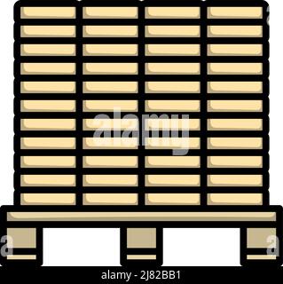 Icona di Construction Pallet. Contorno grassetto modificabile con disegno riempimento colore. Illustrazione vettoriale. Illustrazione Vettoriale