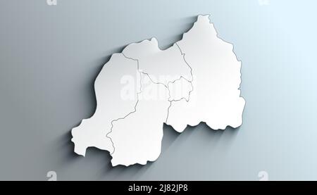 Mappa geografica politica del paese del Ruanda con Province con Ombre Foto Stock