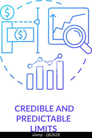 Icona del concetto di gradiente blu con limiti credibili e prevedibili Illustrazione Vettoriale
