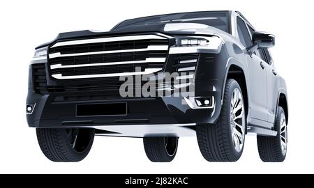 SUV nero isolato su sfondo bianco modello 3D Foto Stock