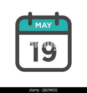 Maggio 19 giorno del calendario o data del calendario per la scadenza e l'appuntamento Illustrazione Vettoriale