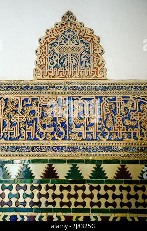 Decorazione araba nel Salon del Techo de Carlos V (Sala soffitto Carlo V) in Palacio del Rey Don Pedro (Palazzo del Re Don Pedro) - Real Alcazar - Siviglia, Spagna Foto Stock