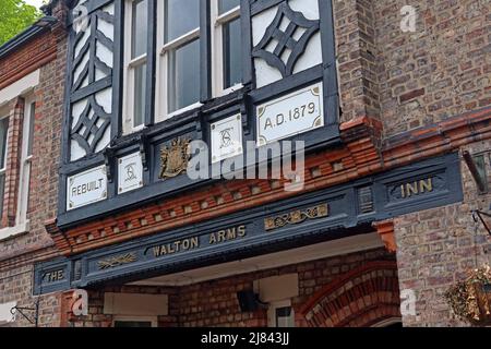 Walton Arms, ingresso pub AD1879.148 Old Chester Road, Higher Walton, Warrington, Lancashire, UK, WA4 6TG Foto Stock