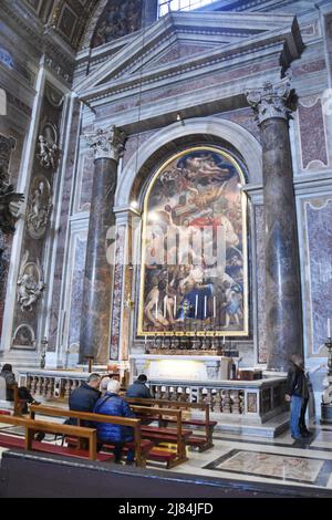 Altare di San Sebastiano - Tomba di San Giovanni Paolo II, Basilica di San Pietro, Città del Vaticano, Vaticano. Foto Stock