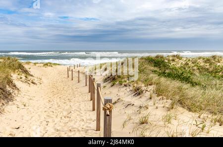 Accesso alla spiaggia su una spiaggia di Montauk Foto Stock