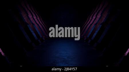 Astratto futuristico retro cemento Metal Wave oscurato Blu astratto sfondo futuristico architettura per Showroom Studio Montage 3D Illustrat Foto Stock