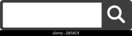 Una casella di ricerca con una lente di ingrandimento nera. Vettore modificabile. Illustrazione Vettoriale