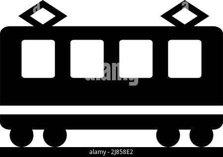 Icona della silhouette nera del treno. Vettore modificabile. Illustrazione Vettoriale