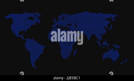 Sfondo della mappa mondiale a 3D pixel. I punti digitali nella forma terra globale. Illustrazione 3D di alta qualità Foto Stock