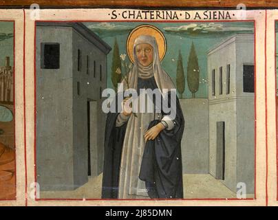 S. Caterina da Siena , particellare della predella da Madonna col Bambino in trono con S. Stefano, S. Pietro martire, . Bartolomeo, S. Andrea, S. Vin Foto Stock