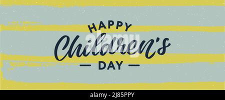 Buon giorno dei bambini. Frase vacanza. Lettere vettoriali disegnate a mano Illustrazione Vettoriale