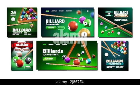 Poster di promozione creativa Billiard Set Vector Illustrazione Vettoriale