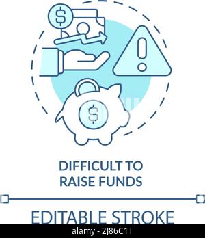 Difficile raccogliere fondi turchese concetto icona Illustrazione Vettoriale