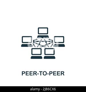 Icona peer-to-peer. Icona monocromatica Simple Fintech Industry per modelli, web design e infografiche Illustrazione Vettoriale