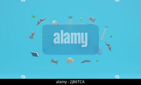 Happy Father's Day 3D illustrazione, spazio per il testo, post sui social media. Foto Stock