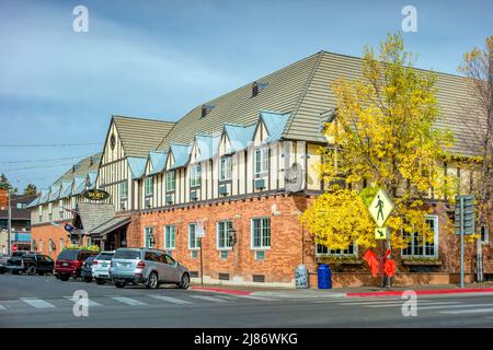 Hotel nel centro di Jackson, Wyoming, Stati Uniti Foto Stock