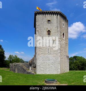 Chateau Moncade, classificato come monumento storico. Orthez, Pirenei Atlantici, Francia Foto Stock