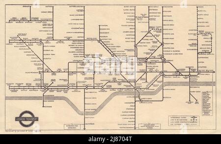 Mappa DELLA metropolitana DI LONDRA. Prolunga linea centrale U/C. HARRY BECK 1948 Foto Stock