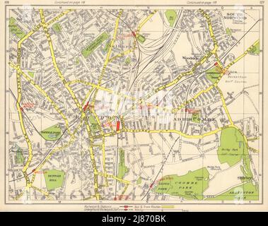 S LONDRA. South Norwood Waddon Croydon Selhurst Woodside Addiscombe 1948 mappa Foto Stock