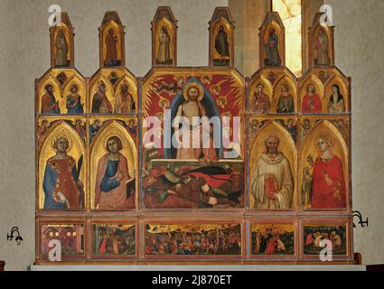 Polittico con rischio e santi, nella predella Storie della passione di Gesù - tempera e olio su tavola - Niccolò di sega - 1350 - Sansegpol Foto Stock