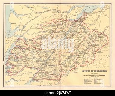 INVERNESS-SHIRE antica contea mappa. Parrocchie. Scozia. LIZARS 1895 anni Foto Stock