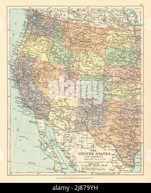 Stati Uniti d'America, Sezione Occidentale. USA. STANFORD c1925 vecchia mappa d'epoca Foto Stock