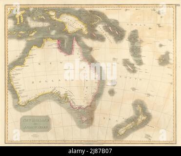 "New Holland & Isole asiatico' Australia Nuova Zelanda Melanesia THOMSON 1817 mappa Foto Stock