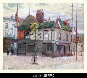 L'architettura svanita di Londra, Vine Tavern, Mile End, 1887, Philip Norman Foto Stock