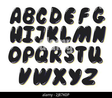 Alfabeto latino vettoriale nero. Illustrazione con lettere inglesi Illustrazione Vettoriale