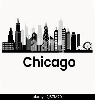 City Skyline Chicago USA Illustrazione Vettoriale